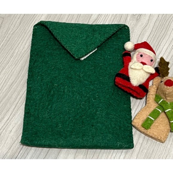 Mud Pie Christmas felt finger puppet set Reindeer Christmas Tree Santa NWOT - Picture 2 of 3
